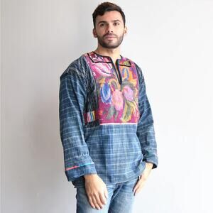 1970s Linen & Tapestry Tunic Pullover